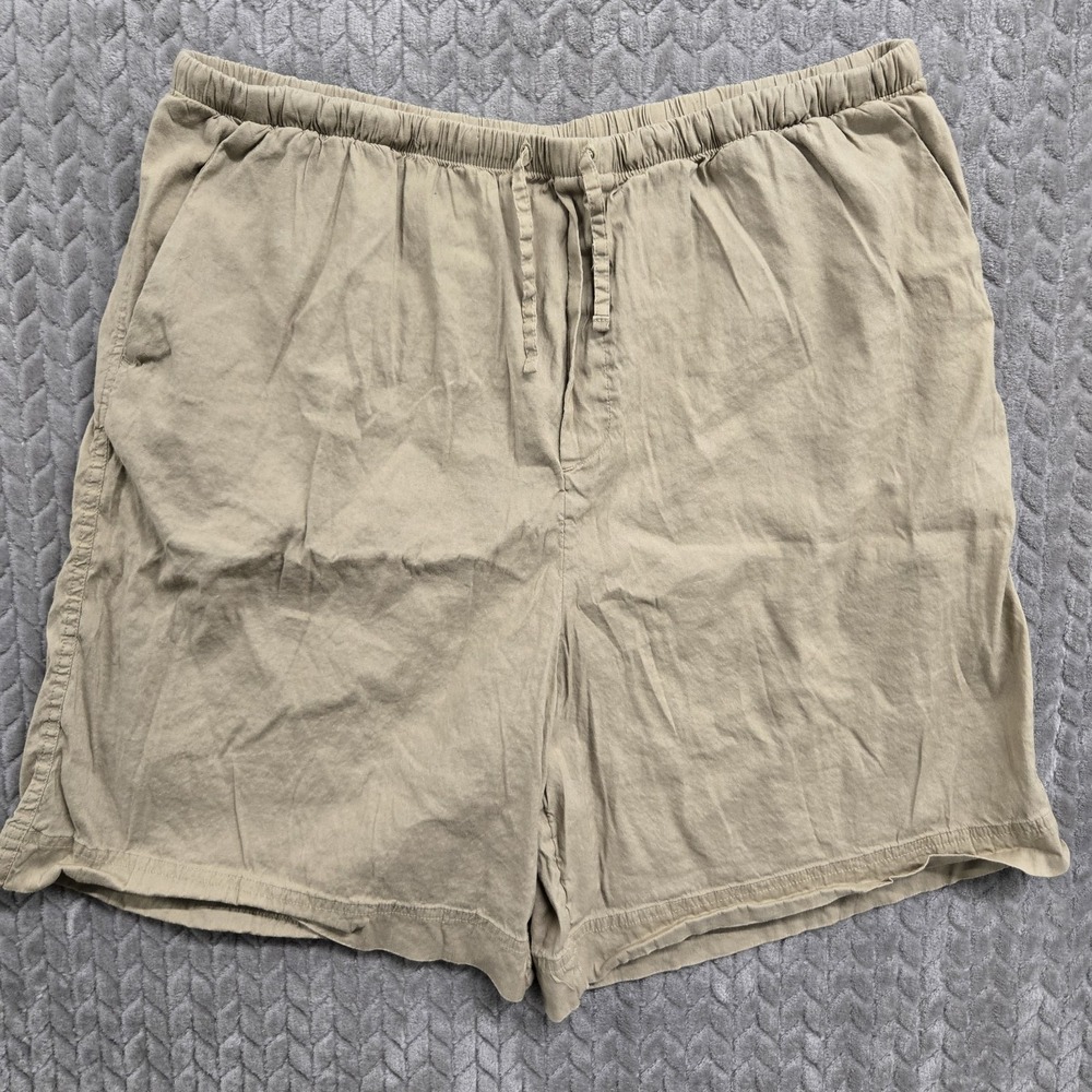 Athleta Paradise Bermuda Activewear Linen Blend Khaki Flax Shorts Size Large